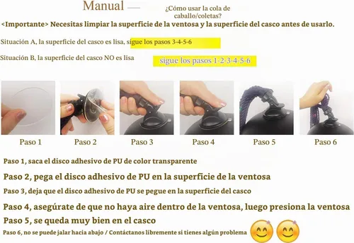 Vista 8 de 2 piezas de coletas para casco de motocicleta, cola de caballo para casco de bicicleta, trenzas para cualquier casco/diseño reutilizable con ventosa