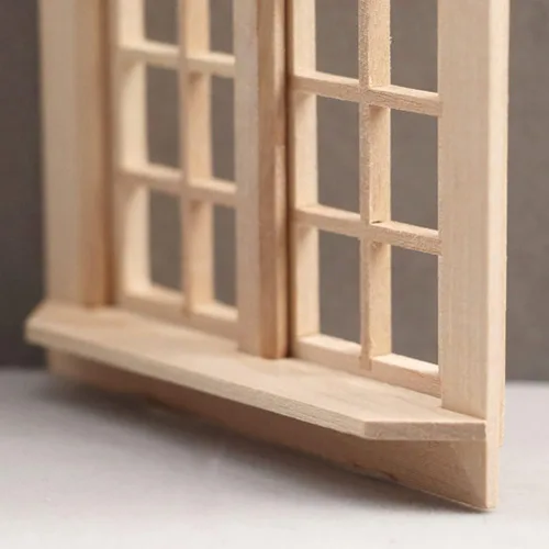 Vista 9 de Toyvian Ventana de casa de muñecas, 1: marco de ventana de madera en miniatura a escala 12, accesorio de muebles de casa de muñecas para decoración