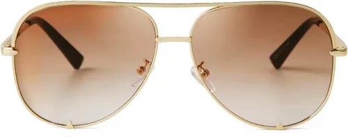 Vista 3 de ADE WU Gafas de sol estilo aviador retro de gran tamaño para mujer, clásicas, negras, doradas, de metal, vintage, grandes pilotos