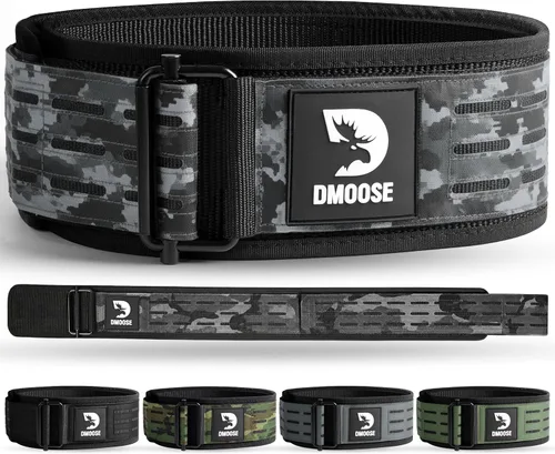 Vista 12 de DMoose Fitness Cinturón de levantamiento de pesas con bloqueo automático para hombres y mujeres, cinturón de nailon de 4 pulgadas para sentadillas