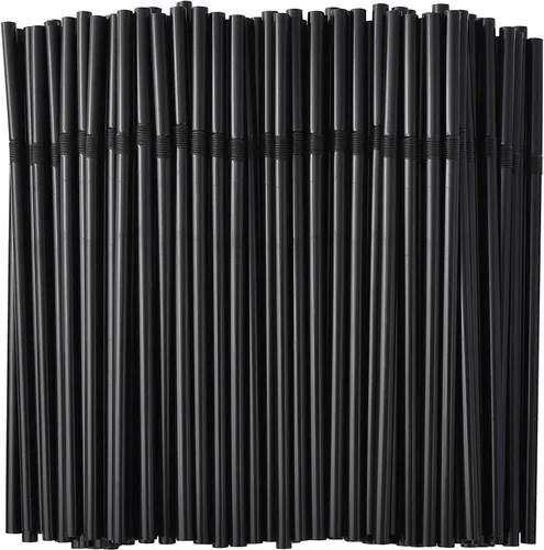 Vista 2 de ALINK 500 pajitas negras + 100 pajitas de plástico negro extra largas