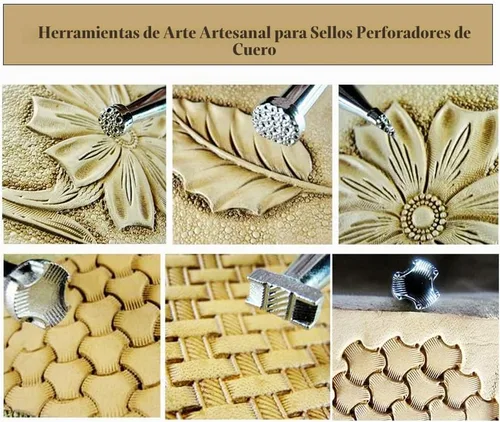 Vista 7 de Jupean 6 piezas de sellos de cuero herramientas de estampado de cuero kit
