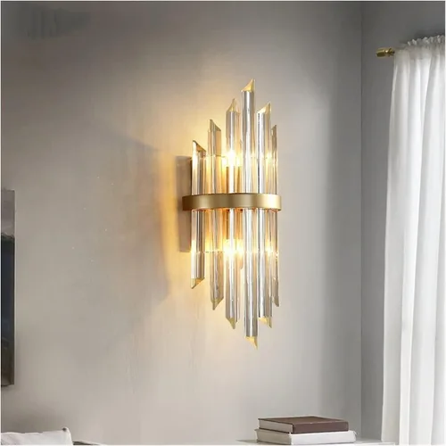 Vista 3 de Wall Lamps Modern Sconce Indoor Fixture Stairway LED Crystal Living Room Lamp Bedroom Industrial Retro Gold Lampara,Chandelier 23*55cm