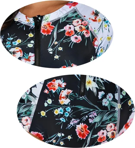 Vista 6 de Traje de baño de manga larga para mujer, con protección solar UPF 50+, con parte inferior de bikini