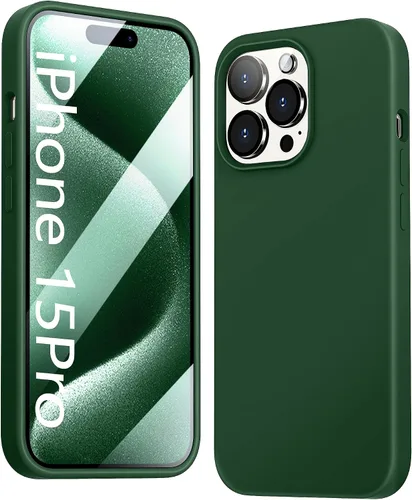 Vista 22 de Funda 5 en 1 para iPhone 12 Pro con protector de pantalla y protector de lente de cámara, funda de silicona líquida para iPhone 12 Pro (verde alpino)