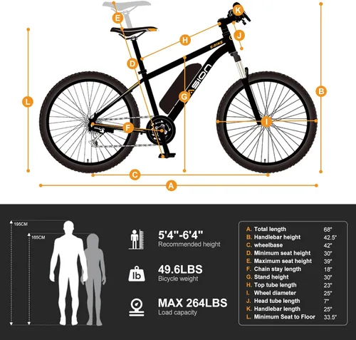 Vista 7 de Jasion EB5 Electric Bike for Adults 26" tire with 1000W Peak Motor Negro