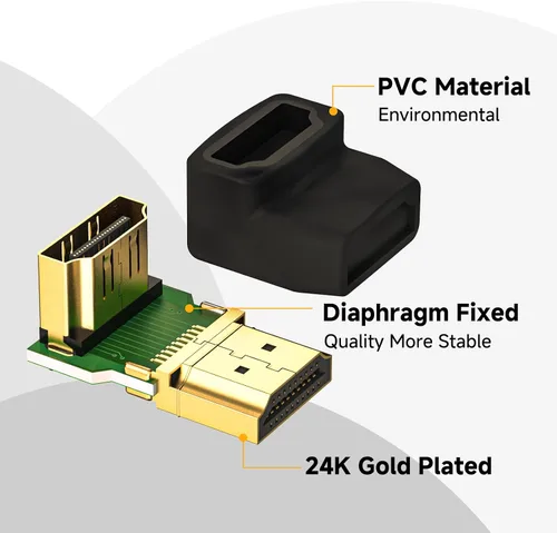 Vista 5 de VCE Adaptador HDMI de 90 grados, paquete de 2, compatible con 3D y 4K, para TV Stick HDTV PC