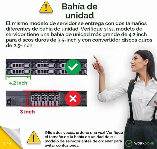 Vista 2 de WORKDONE Bandeja KG1CH para disco duro de 3.5" con adaptador SSD HDD de 2.5