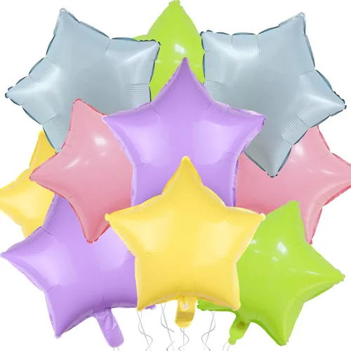 Vista 29 de Globos de papel de aluminio con forma de estrella de arena beige, marrón y blanco, 10 globos de Mylar en forma de estrellas de 18 pulgadas