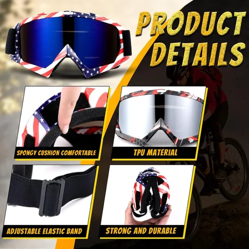 Vista 4 de Tallew 4 pares de gafas de motocross para motocicleta, motocross, carreras, ATV, para hombres y mujeres, deportes de potencia y esquí