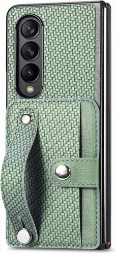 Vista 10 de Asuwish Funda de teléfono para Samsung Galaxy Z Fold 2 5G 2020 y accesorios para celular con correa para la muñeca, soporte para tarjeta de crédito