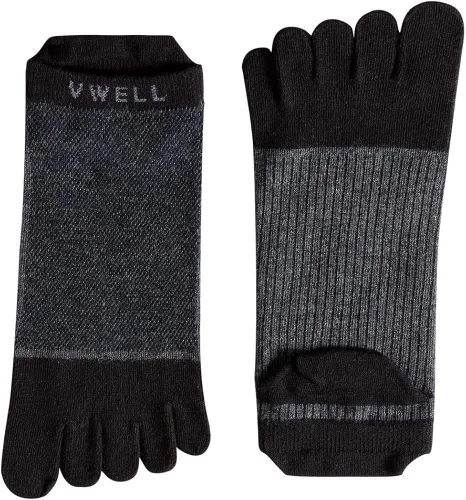 Vista 2 de VWELL Calcetines de algodón con dedos de cinco dedos, calcetines deportivos para correr, 4 pares, talla 7-11