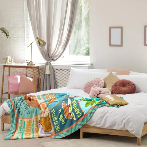 Vista 3 de Capybara - Regalos de Capybara, manta de cumpleaños de 60 x 50 pulgadas, regalo Capibara para niñas, niños, mujeres, hombres, decoraciones de fiesta