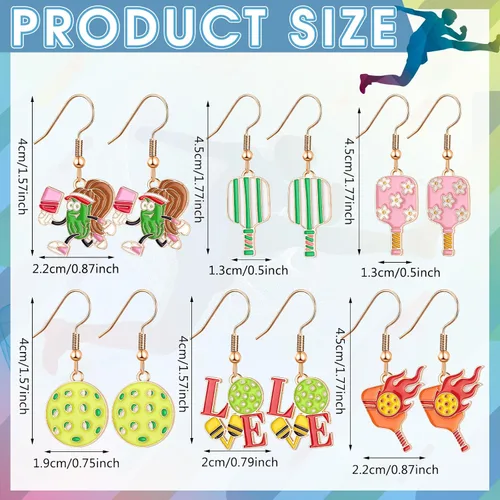 Vista 2 de Nosiny 6 pares de aretes deportivos para mujer, aretes de juego, joyería de fútbol, voleibol, sóftbol, fútbol, tenis, golf, dentista, enfermera