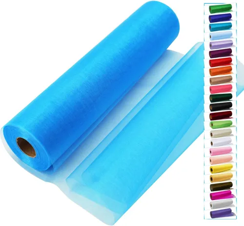 Vista 15 de Rollos de tela de tul negro con cristales y organza 12 pulgadas por 150 pies (45,72 m), tela transparente para manualidades, lazos de tutú