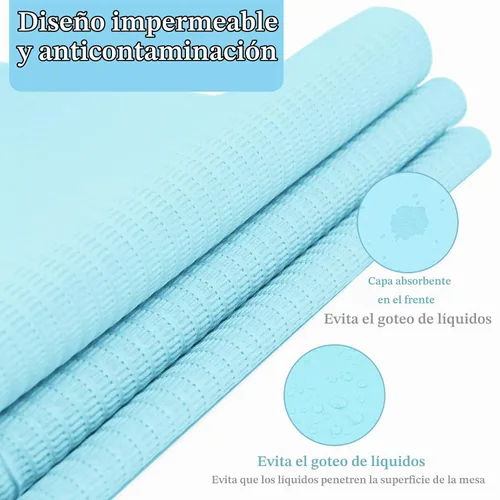 Vista 6 de 125 toallas desechables de papel para uñas acrílicas, 3 capas, plegable, para mesa de uñas, impermeable, hoja de práctica de arte de uñas Azul