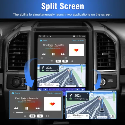 Vista 6 de Radio de coche Android 13 para Ford F150 2015-2021, estéreo de 12.1 pulgadas con CarPlay y Android Auto, SWC, DSP, Bluetooth, WiFi, MirrorLink