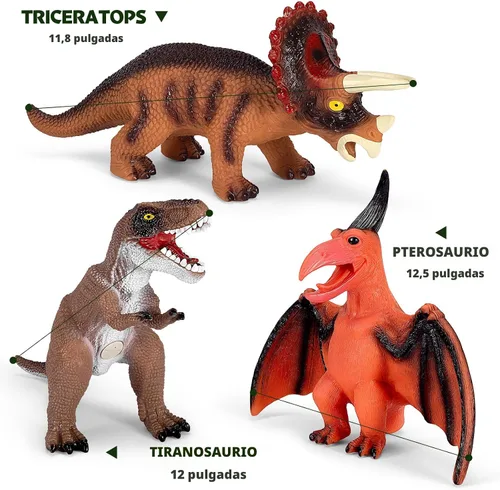 Vista 3 de Kissdream Juguetes de dinosaurio gigante de 7 piezas, juguete de dinosaurio grande para niños, juguetes de dinosaurio gigante realistas para niños