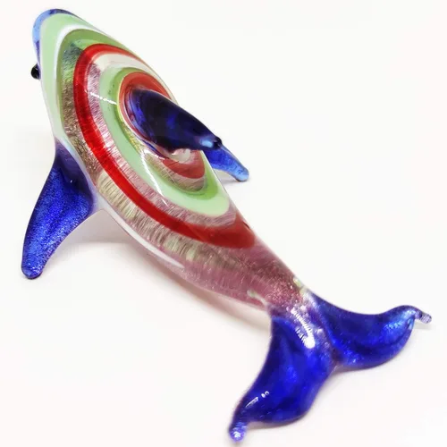 Vista 9 de Figuras artísticas de cristal soplado a mano en miniatura de delfín, animales marinos, océano, regalo coleccionable para decoración del hogar