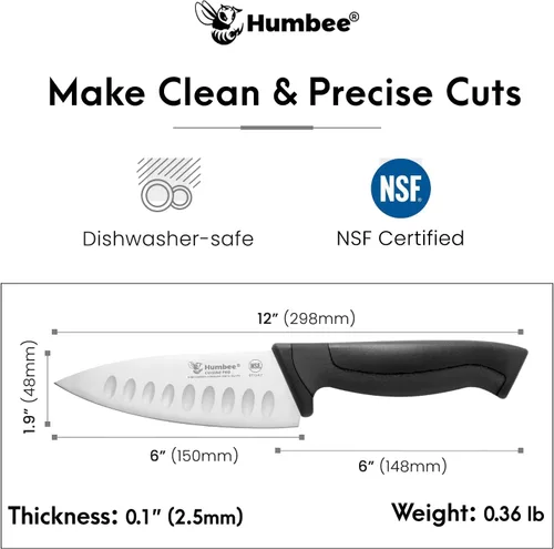 Vista 4 de Cuchillo de chef certificado NSF de 8 pulgadas, cuchillo de cocina de acero inoxidable de alto carbono con mango ergonómico codificado por