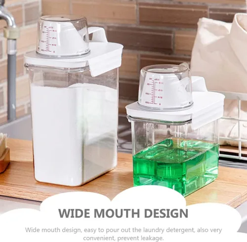Vista 7 de Zerodeko Dispensador de detergente para ropa, dispensador de jabón para lavandería, botella vacía de detergente para ropa de 1.1 L, jarras