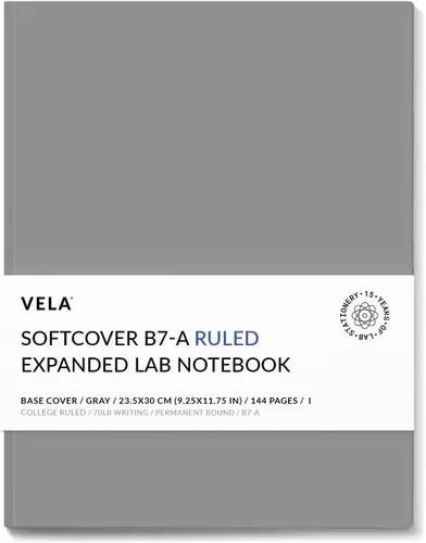 Vista 28 de Vela Sciences B7-D - Cuaderno expandido de laboratorio de tapa blanda, 9.25 x 11.75 pulgadas (9.3 x 11.8 in), 144 páginas, encuadernado permanente