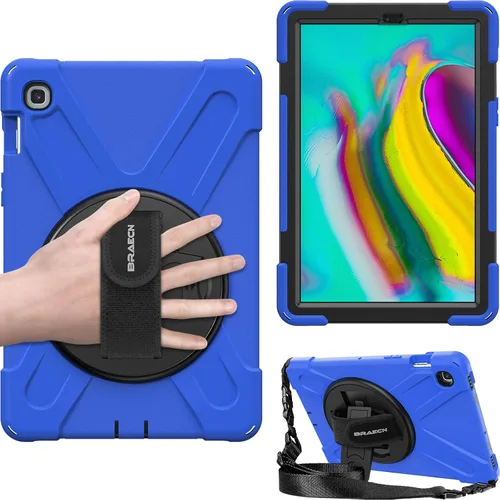 Vista 11 de BRAECN Funda para Samsung Galaxy Tab S5e de 10.5 pulgadas 2019, resistente a prueba de golpes con soporte giratorio 360/correa de mano y correa