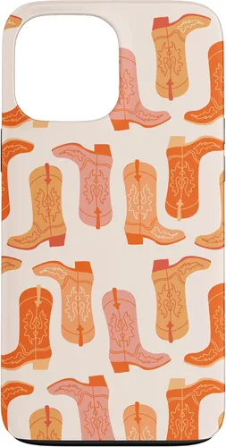 Vista 24 de Cowboy Boot Illustration Preppy Western in Orange Case for iPhone 17