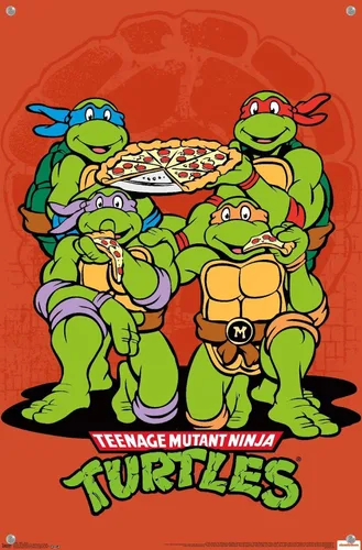 Vista 4 de Trends International Nickelodeon Teenage Mutant Ninja Turtles - Póster de pared de pizza, 14.725 x 22.375 pulgadas, paquete de póster premium