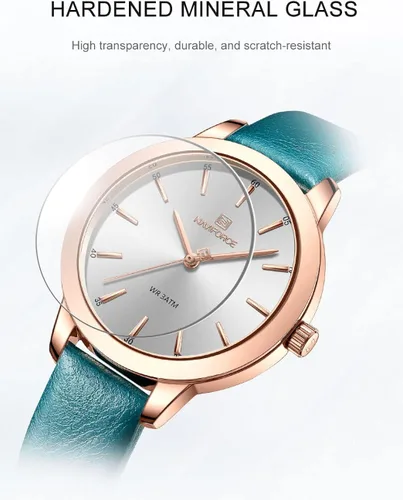 Vista 8 de NAVIFORCE Reloj analógico de cuarzo para mujer casual impermeable reloj de pulsera correa de cuero simple