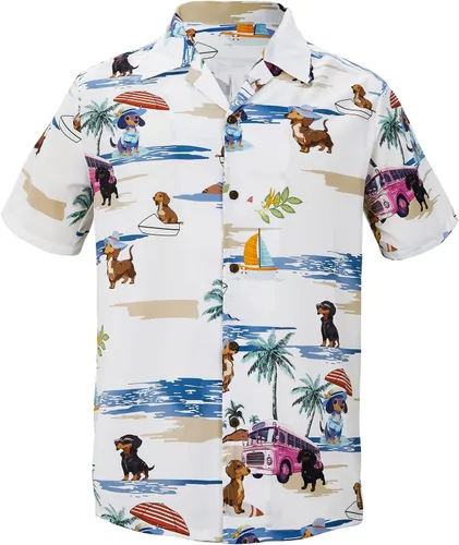 Vista 139 de Camisa hawaiana para hombre, con estampado floral, cómoda, con botones, casual, manga corta, ropa de playa para hombre