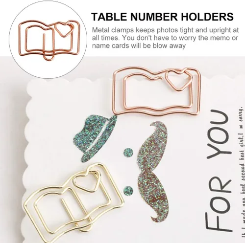 Vista 8 de Operitacx 3 Unidades Elegante Libro Forma Clips Memo Abrazaderas Suministros de Oficina Carpeta Clips Libro de Papel 20 unids*3