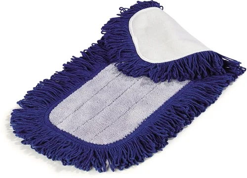 Vista 6 de FLO-PAC - Almohadilla para trapeador seco, flecos en bucle con centro de microfibra para limpieza de suelos y paredes, 18 pulgadas, azul