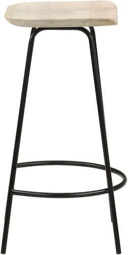 Vista 4 de Solid Mango Wood Bar Stools Set of 2 with Built-in Footrests Bleached Finish Counter Height Kitchen Island Stools for Home Dining and Living Room