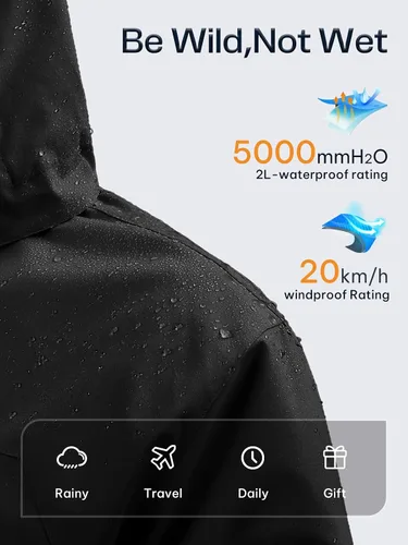 Vista 2 de Chaqueta impermeable para mujer, ligera, para exteriores, con capucha extraíble