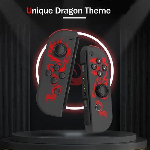 Vista 6 de PPKKAI for Nintendo Switch Controller, Dragon Controllers for SwitchLiteOLED, Replacement Controllers with Dual VibrationWake-up
