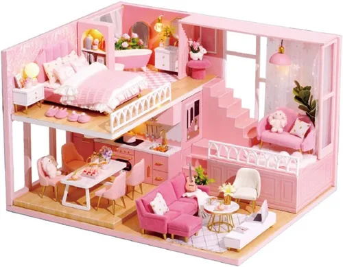 Vista 10 de TuKIIE Kit de Casa de Muñecas en Miniatura DIY con Muebles, Escala 1:24 Habitación Creativa Mini Casa de Muñecas de Madera Accesorios Más A Prueba