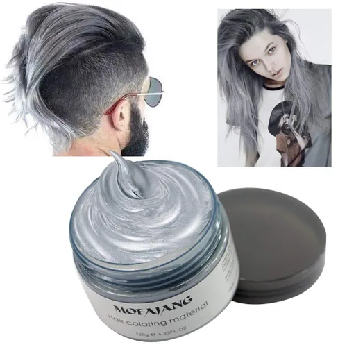 Vista 4 de NYKKOLA Cera unisex para el cabello, tinte de color crema para peinar, pomada de peinado natural, lavable temporal, fiesta cosplay (gris mate ceniza)