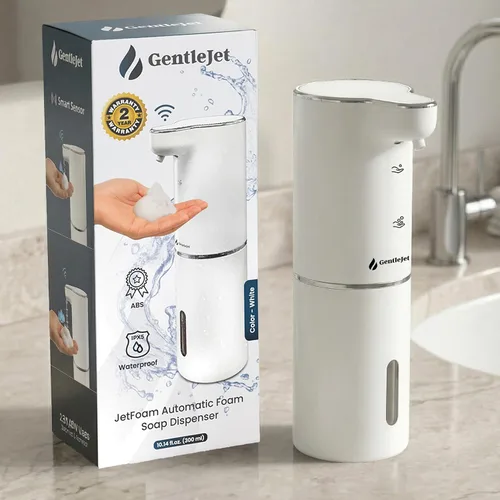 Vista 10 de GentleJet JetFoam - Dispensador automático de jabón de espuma, sensor sin contacto, recargable USB-C, salida ajustable, IPX5 impermeable, 10.1 fl