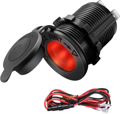 Vista 8 de ZHSMS - Enchufe para encendedor de cigarrillos, automóvil, motocicleta, ATV RV, enchufe para encendedor, toma de corriente, receptáculo de 12V Negro