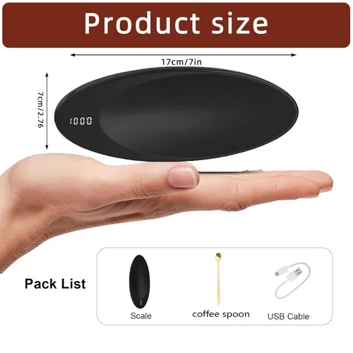 Vista 5 de Báscula de té digital 0.004 oz - Scal de café portátil recargable 500g/0.1g Precision USB-C Rechargeable Pocket-Sized Digital LCD Display