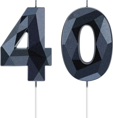 Vista 12 de Nuanchu Velas de cumpleaños número 10 en forma de diamante 3D Velas numerales para pastel de cumpleaños Decoración temática para horneado familiar