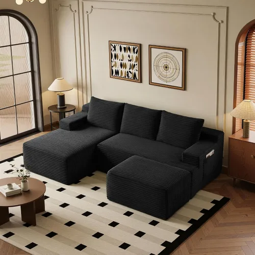 Vista 57 de Sofás seccionales de 105" para sala de estar, sofá cloud con forma de L tapizado, sofás modulares sin estructura rígida, sofá seccional moderno