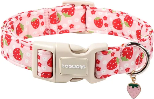 Vista 16 de DOGWONG Collar de Algodón para Perro, Collar para Perro de Cuadros Azules Resistente, Collar Suave y Duradero para Perro Macho, Lindo Collar de A