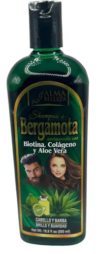 Vista 2 de Champú de bergamota biotina, colageno y aloe vera peso neto 16.9 fl oz