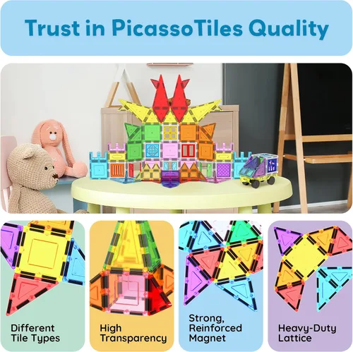 Vista 8 de PicassoTiles Juego de azulejos magnéticos de viaje y tamaño completo de 100 100 piezas