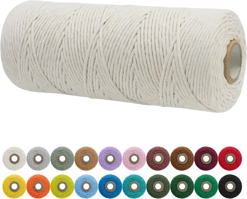 Vista 105 de JeogYong Cordón de macramé de un solo hilo 3 mm x 109 yardas (328 pies) Cuerda de algodón suave Hilo de macramé de 3 mm, suministros de macramé