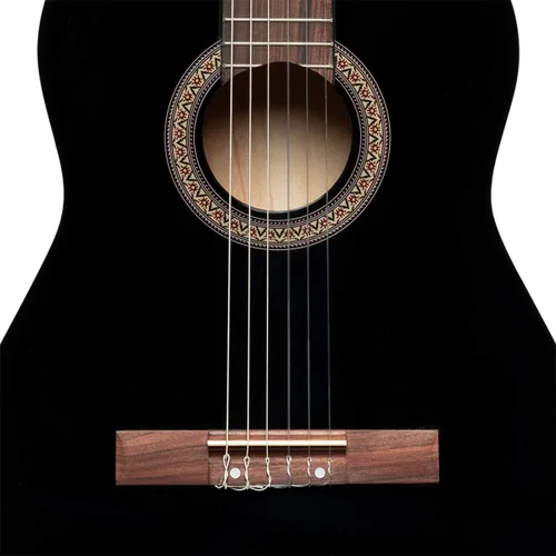 Vista 4 de Stagg Guitarra clásica de 6 cuerdas, derecha, negra, completa (SCL50-BLK)