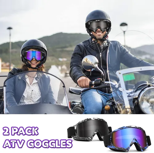 Vista 2 de Gafas para Dirt Bike, Paquete de 2 Gafas de Esquí y Gafas para ATV para Motocicleta, MX, Deportes de Motor - Hombres, Mujeres, Adultos, Jóvenes