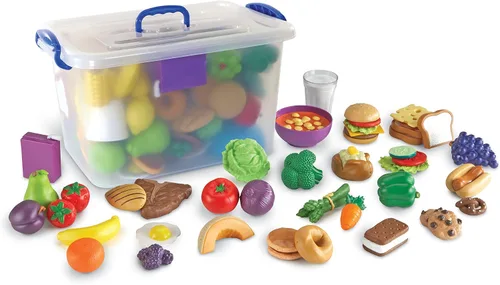 Vista 2 de Learning Resources New Sprouts - Juego de comida para el aula (100 piezas) y juego de cocina (45 piezas)
